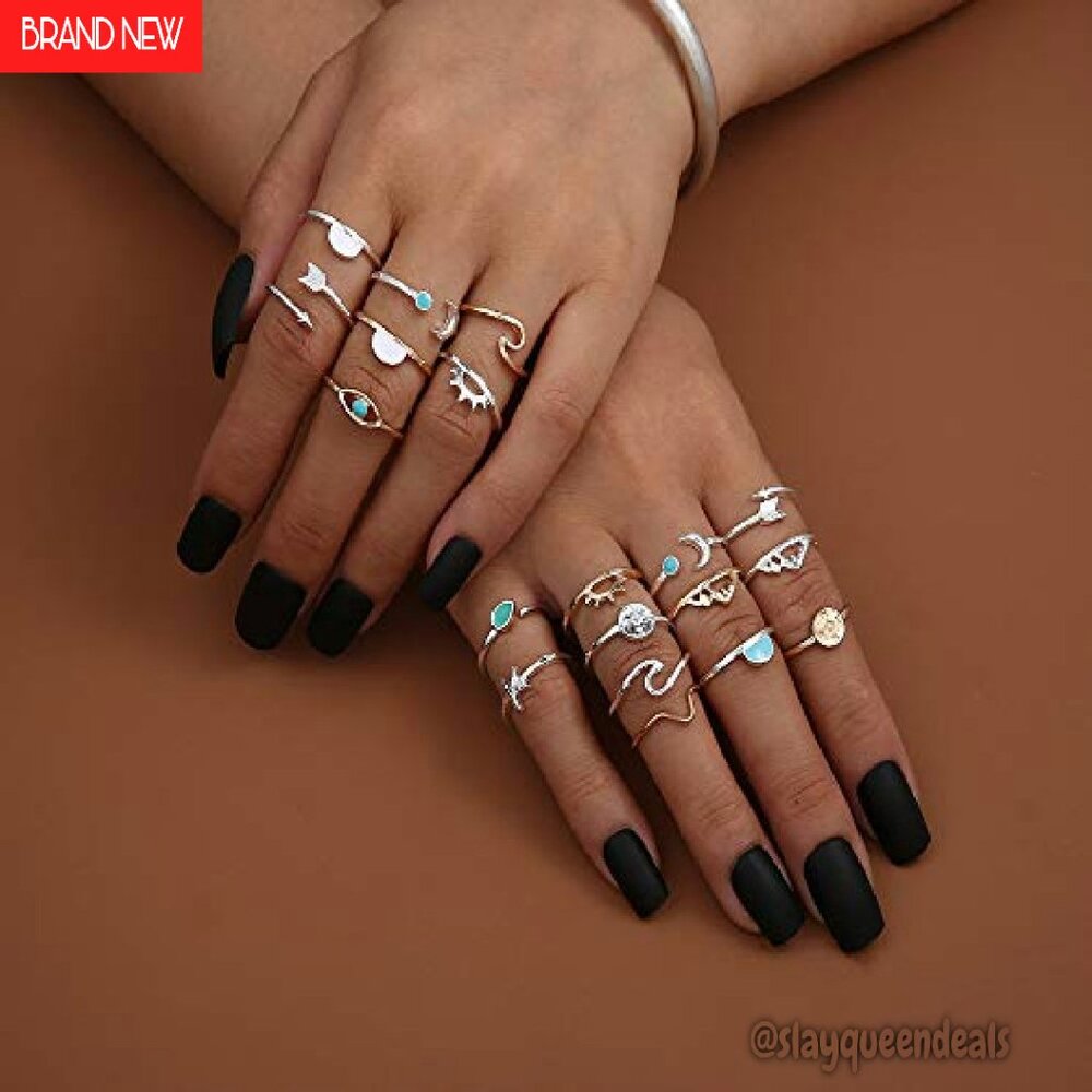 19-Piece Boho Stackable Knuckle Rings Set Adjusta… - image 5